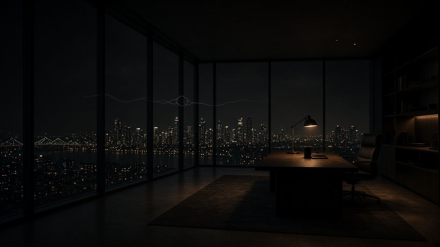 Empty night office overlooking an Australian city — SYNAPSE DIGITAL performance marketing practice